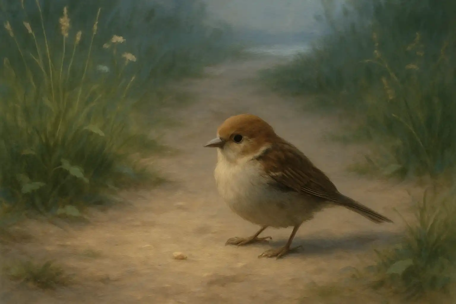 a bird came down the walk